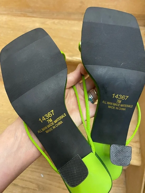 Newport News Lime Green Womens Square Toe Kitten Heel Shoe Y2k Style - Picture 7 of 8